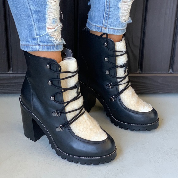 Check Genuine Leather Lace Up Lug Hiker Boot - Picture 2 of 8